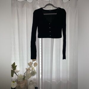 Black button up crop top sweater